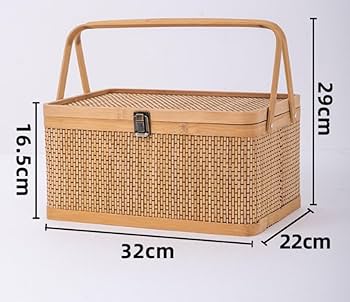 Amazon.co.jp: ポータブル竹かご収納ボックステキスタイル天然